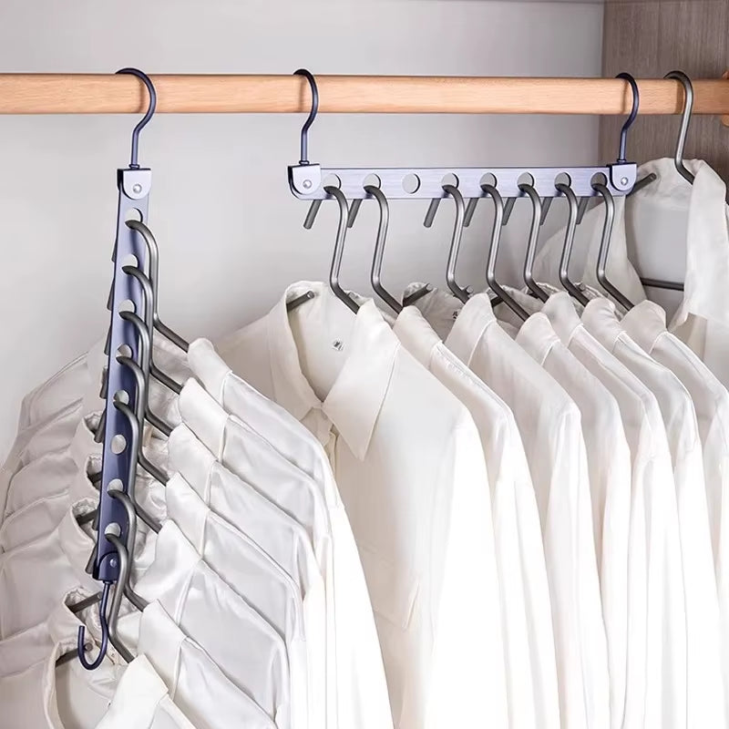 6/8 Holes Storage Rack for Clothe Hanger Organizer Foldable Rotatable Magic Metal Hangers Storage Rack Wardrobe Space Saver Hook