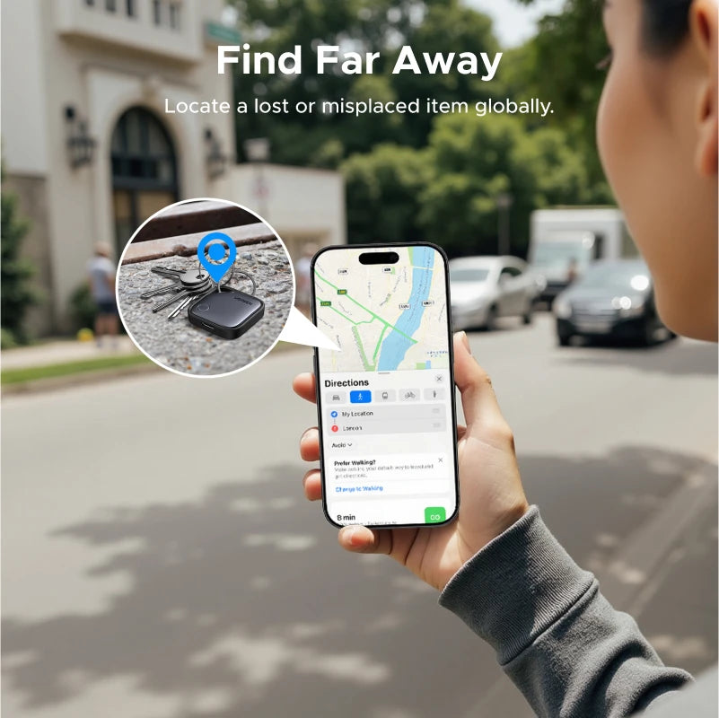 Finetrack (Ios Only)Air Tracker Tags, 1-Year USB-C Rechargeable Battery Bluetooth Tracker Compatible with Apple Find My
